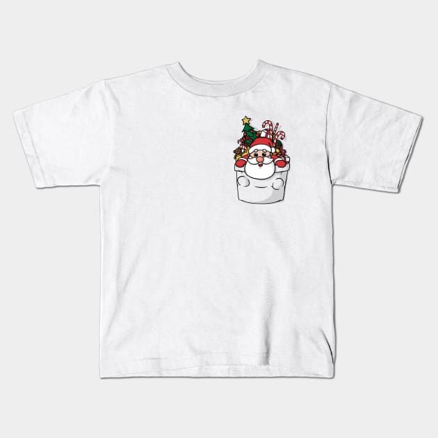 Cute Pocket Santa Kids T-Shirt by Beka